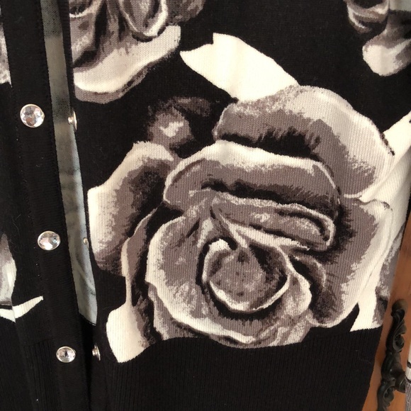 WHBM black - white sweater w/ crystal front snaps. - Picture 2 of 3